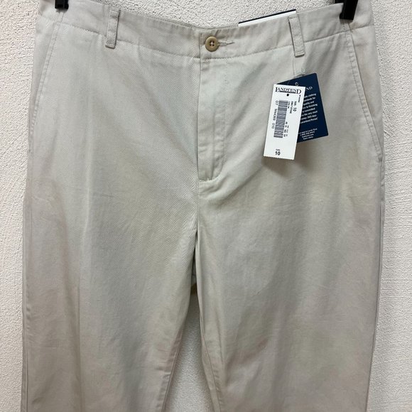 NWT Lands' End Misses Cropped Chinos Pants Natural Fit Cotton Light Stone Sz 10 - Picture 3 of 5